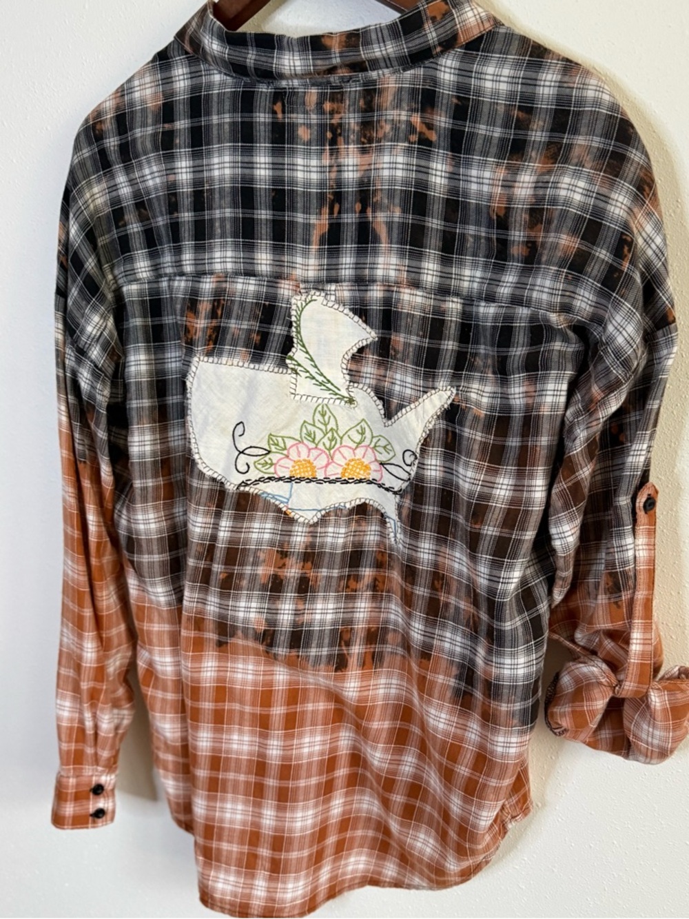 LaDeeDa Design Upcycled Plaid Flannel Shirt XS Hand Reworked One of a Kind - Picture 6 of 7